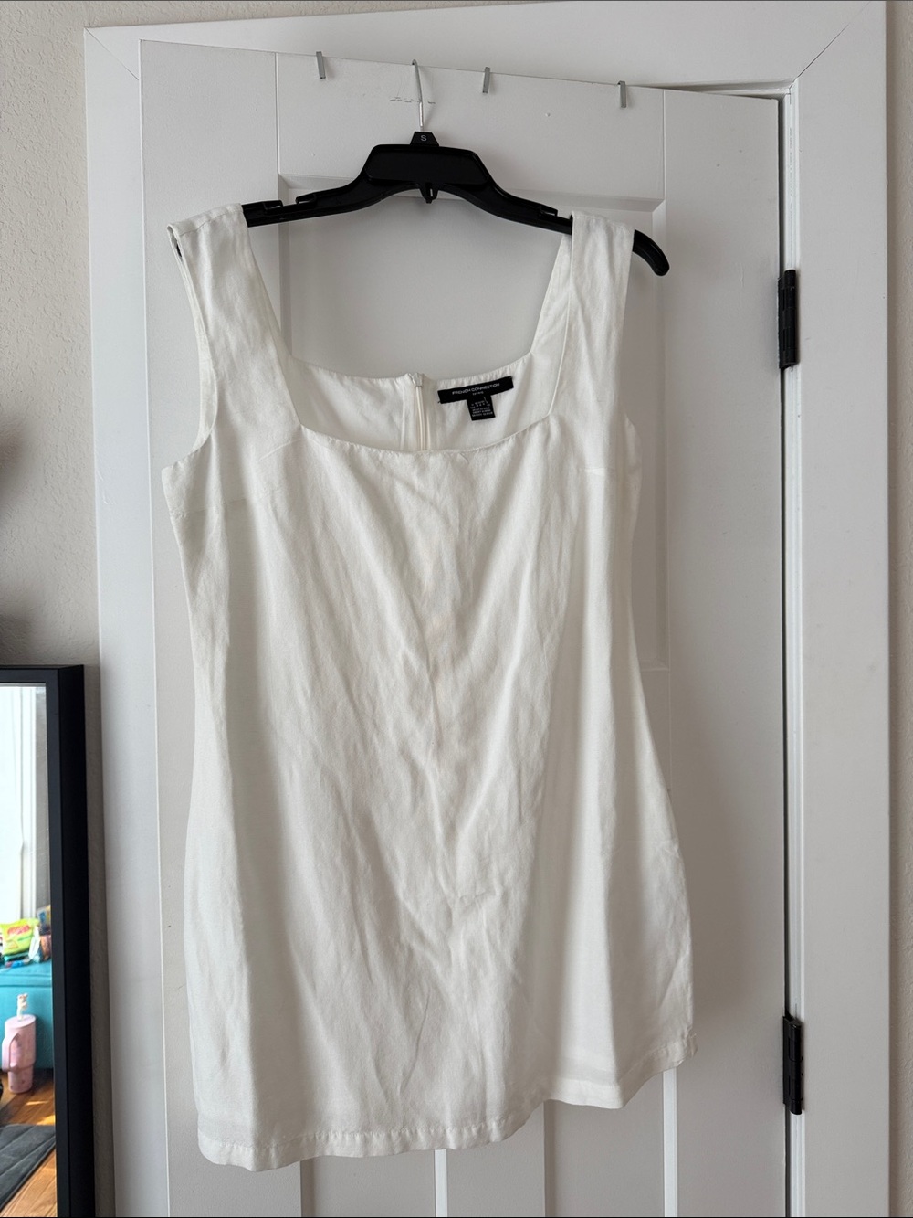 French Connection Cream Square Neck Mini Dress